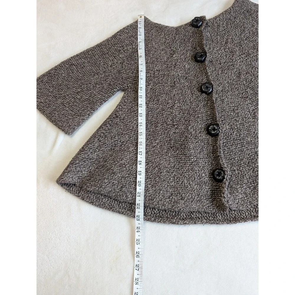 Manoush Knit Cardigan Sweater Pockets Button Front Brown Wool Blend Small‎